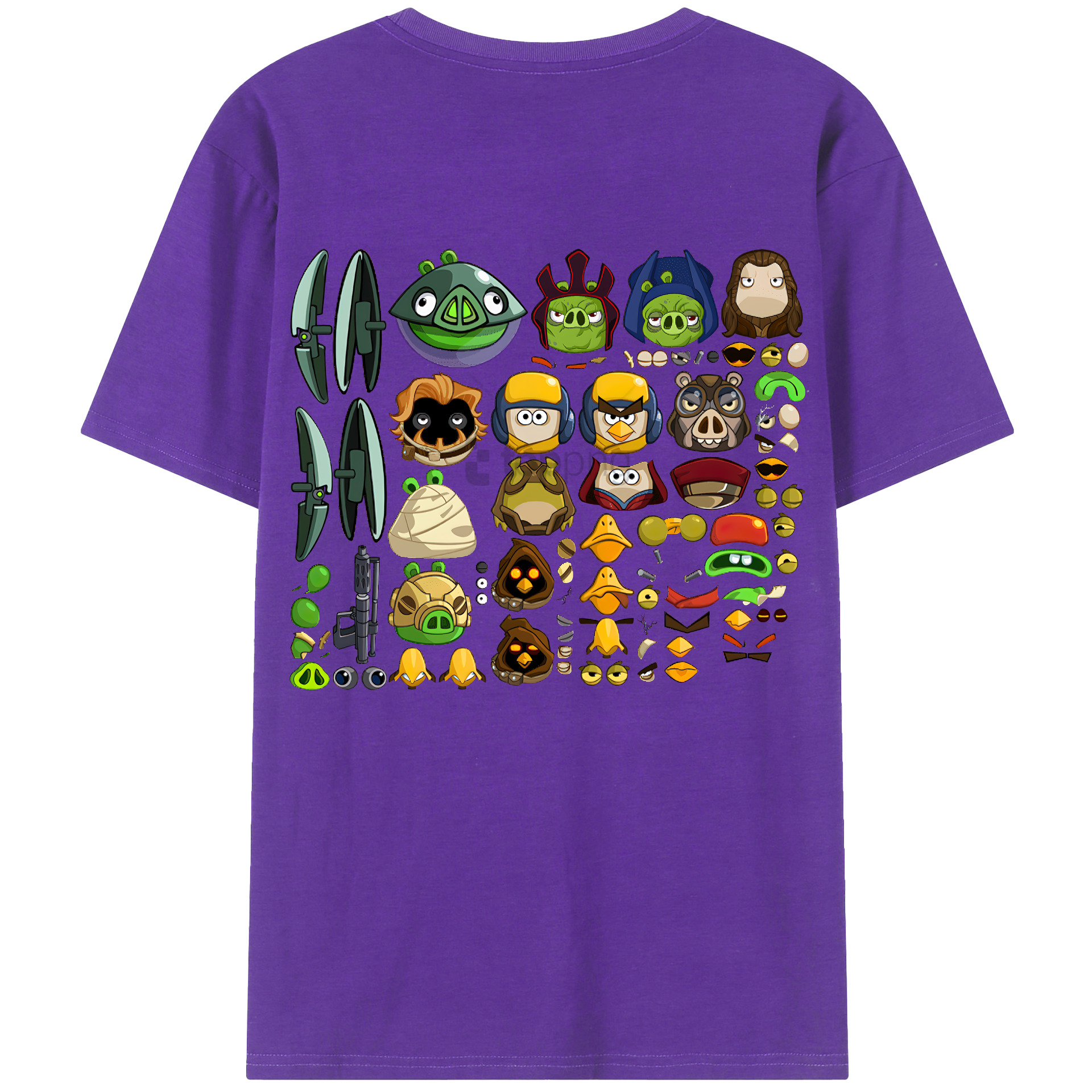 （画像用） Angry Birds アングリーバード 綿100％半袖Tシャツ（背面プリント）
