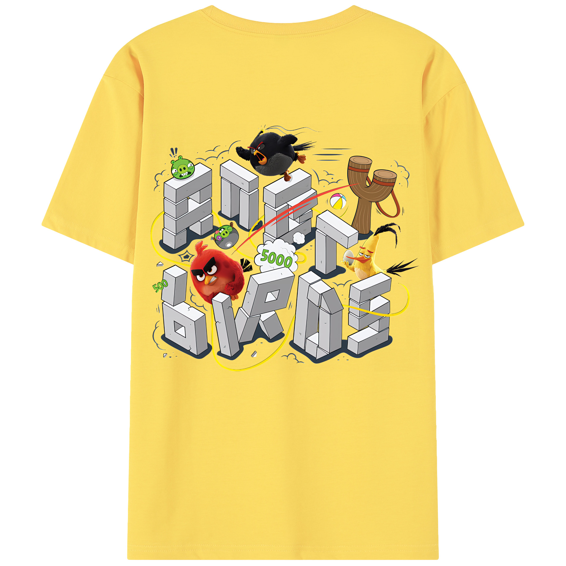 （画像用） Angry Birds アングリーバード 綿100％半袖Tシャツ（背面プリント）