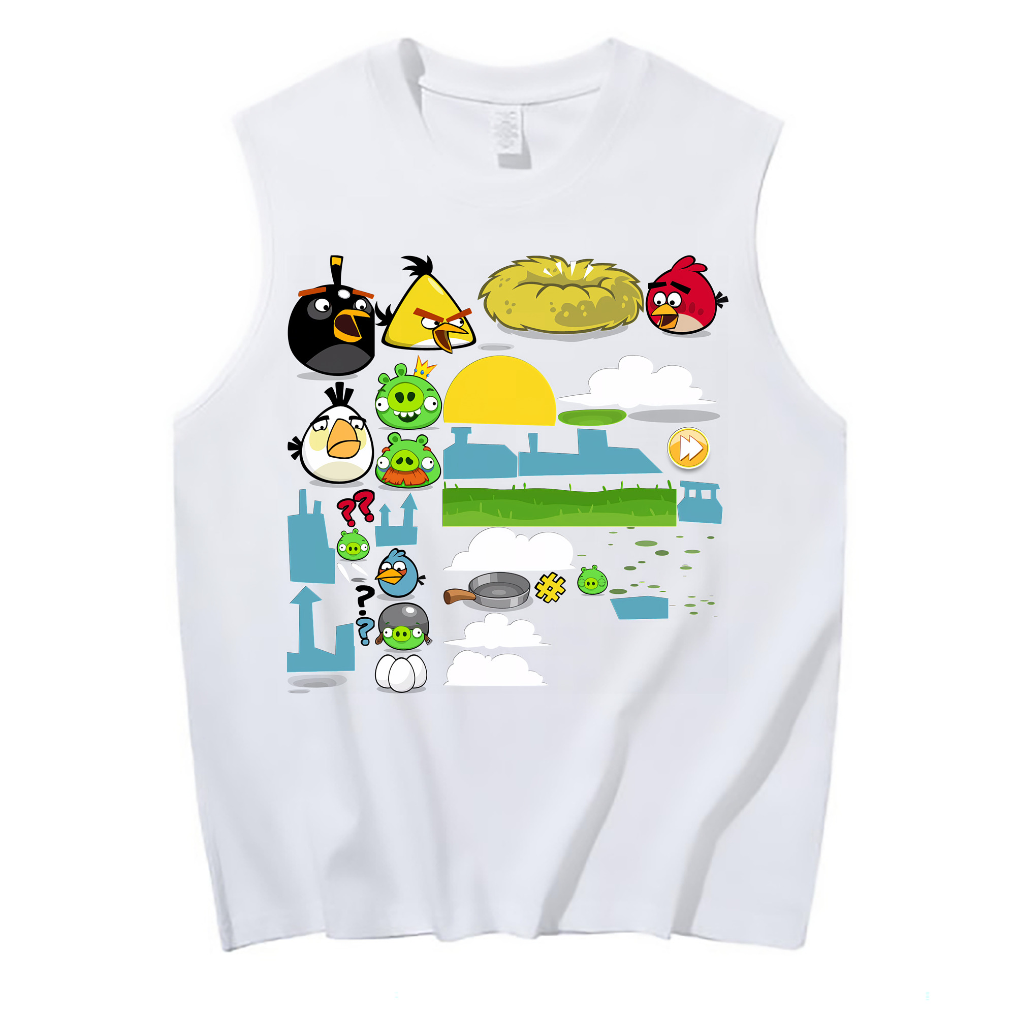 （画像用） Angry Birds アングリーバード コットン100％タンクトップ（フロントプリント）