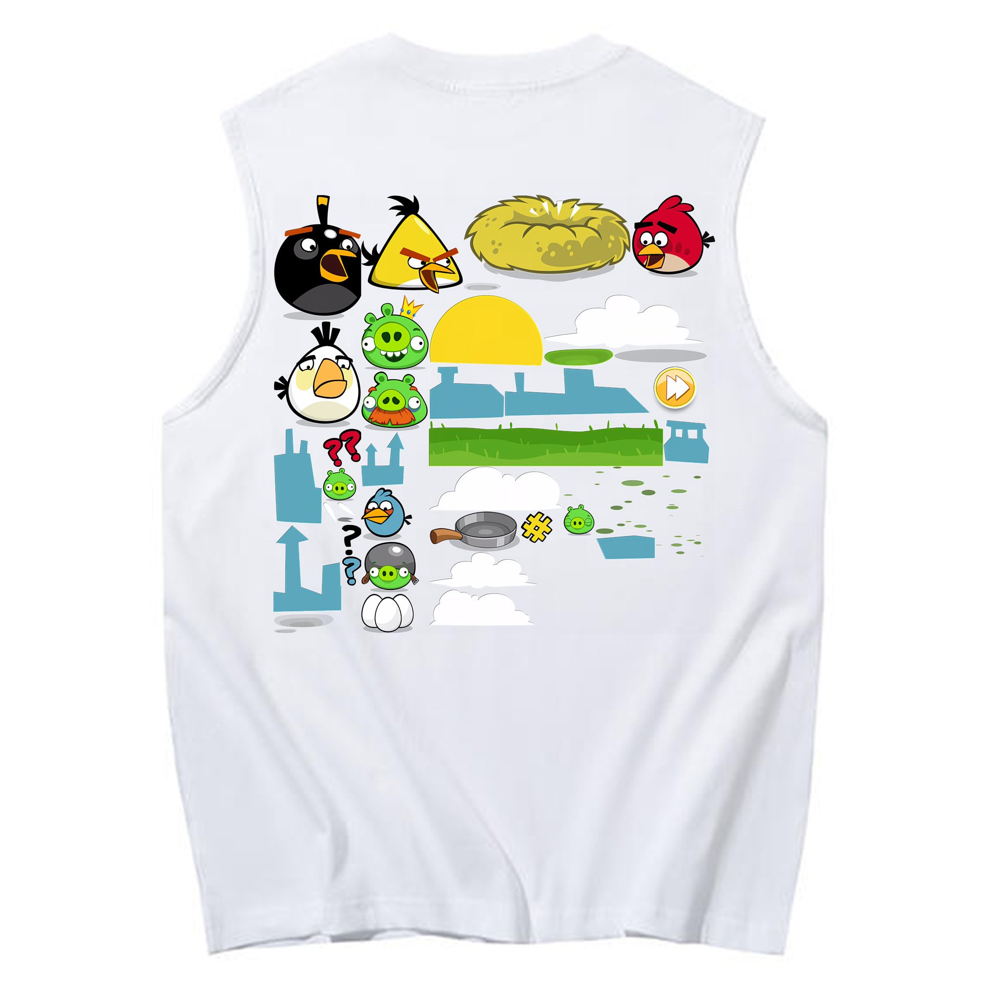 （画像用） Angry Birds アングリーバード コットン100％タンクトップ（背面プリント）