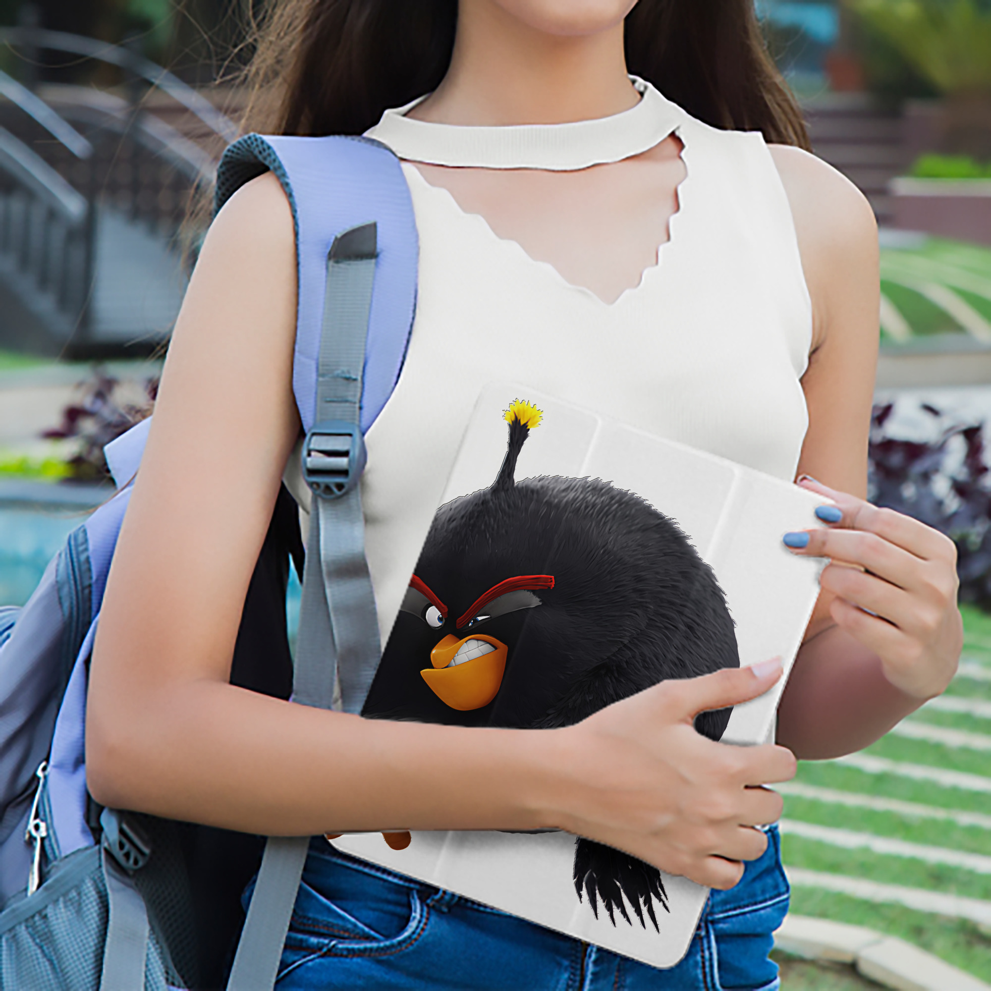 Angry Birds アングリーバード IPad ケース ペン収納付き 三つ折りスタンド PUレザー×シリコン 対応機種9.5/10.5/10.9インチ