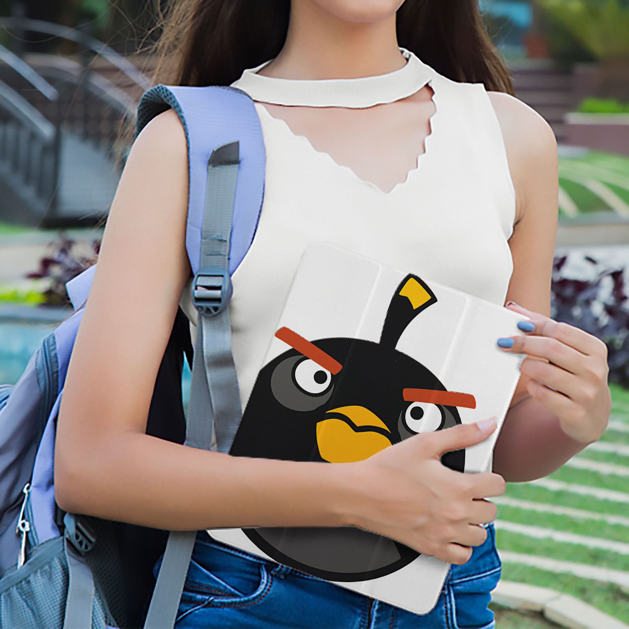 Angry Birds アングリーバード IPad ケース ペン収納付き 三つ折りスタンド PUレザー×シリコン 対応機種9.5/10.5/10.9インチ