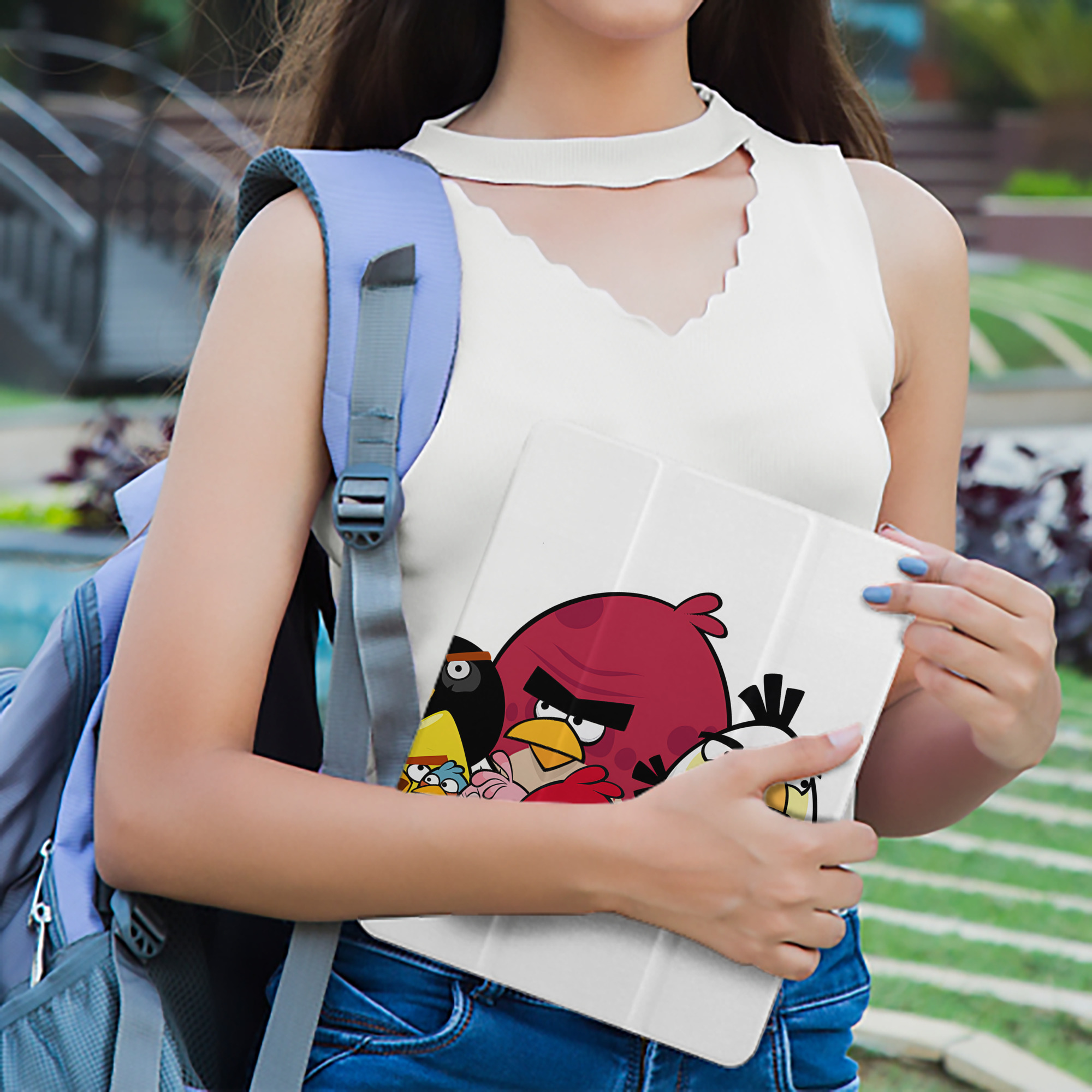 Angry Birds アングリーバード IPad ケース ペン収納付き 三つ折りスタンド PUレザー×シリコン 対応機種9.5/10.5/10.9インチ