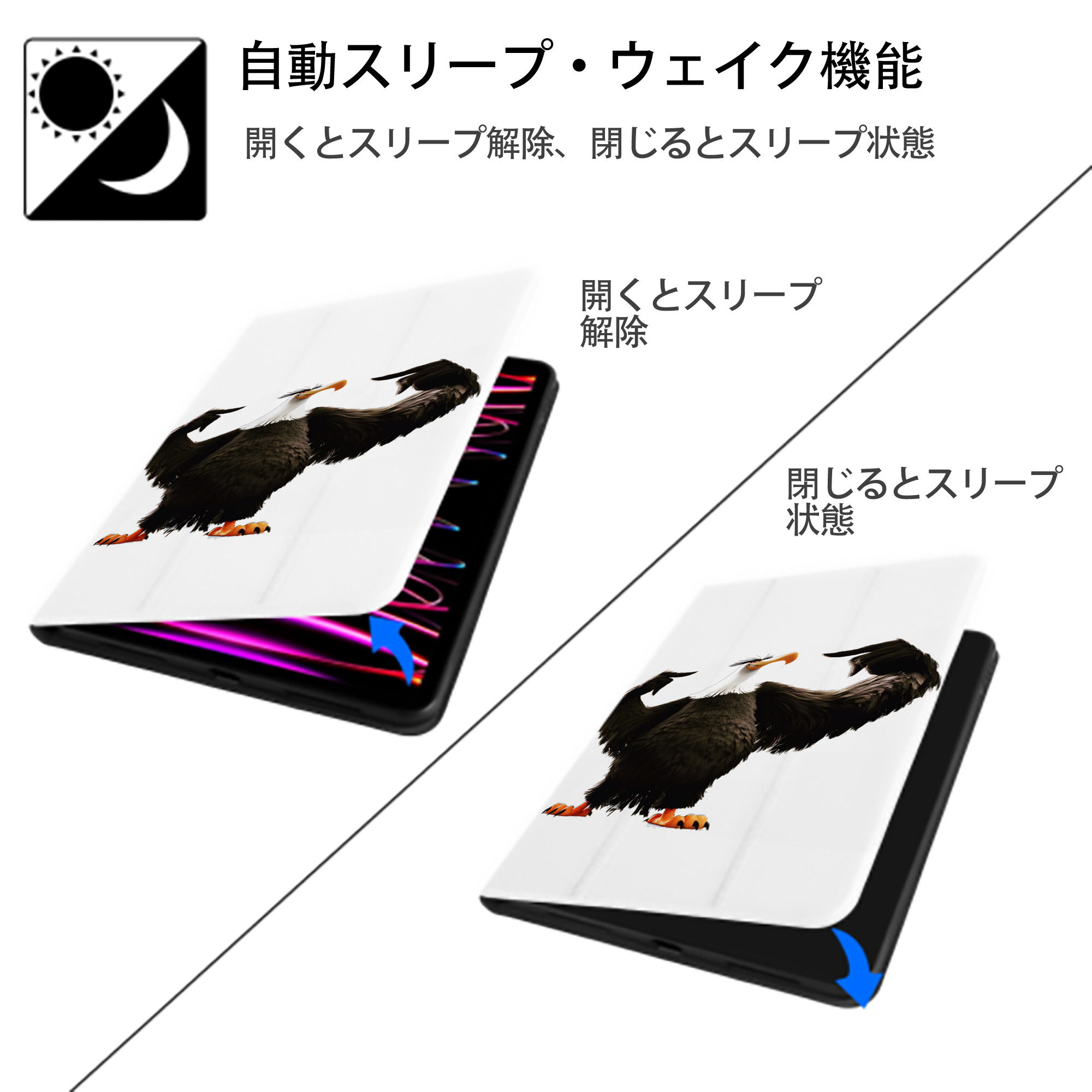 Angry Birds アングリーバード IPad ケース ペン収納付き 三つ折りスタンド PUレザー×シリコン 対応機種9.5/10.5/10.9インチ